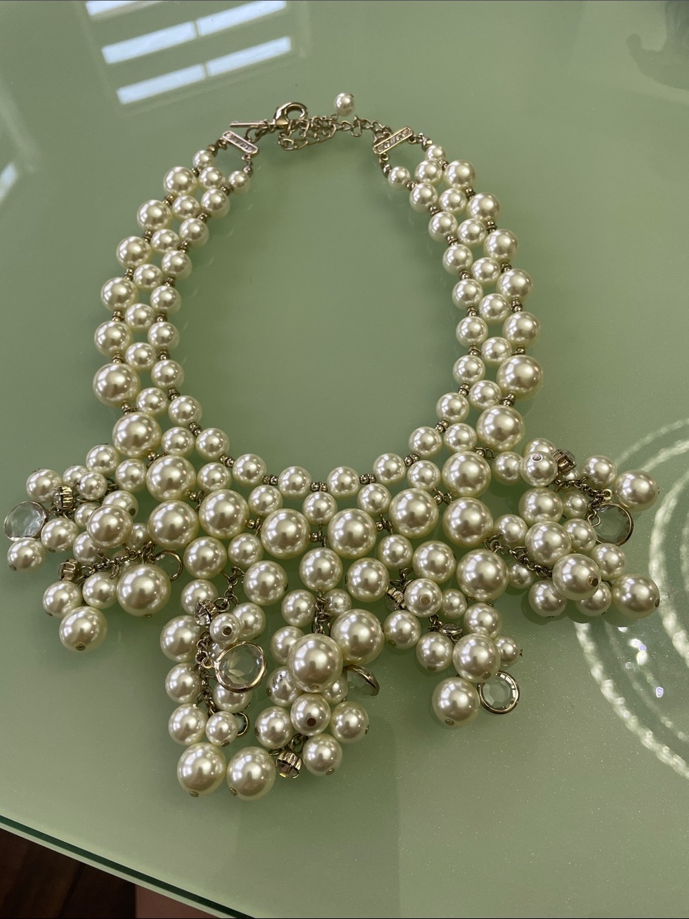 White House Black Market Elegant Pearl Cluster Statement Necklace